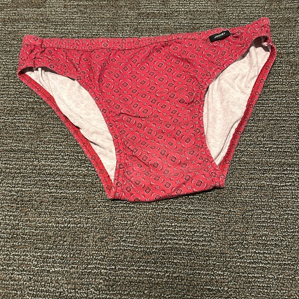 Red Patterned Bikini Briefs